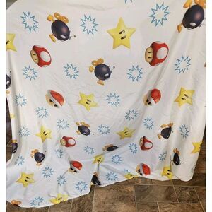 Super Mario Bros Nintendo Twin Fitted Sheet Stars Craft Mushrooms Bombs
